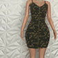 It Girl Camoflauge Zip Mini Length Dress LARGE