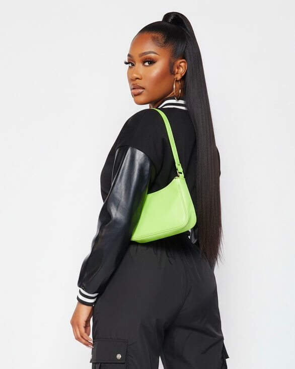 Black Classic Varsity Jacket with White Stripes - Large