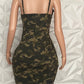 It Girl Camoflauge Zip Mini Length Dress LARGE