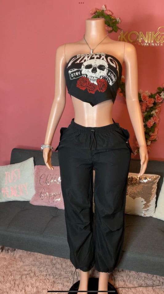 Stay Strong Vintage Skull Corset Top