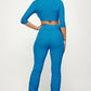 It’s Giving 2 pc ruched tie up pant set - Blue, Yellow