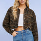 Army Fatigue Camouflage Cropped Jacket