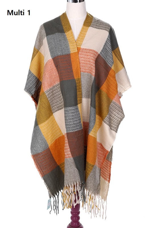 Fringe Frenzy Plaid Kimono (2 colors) one size