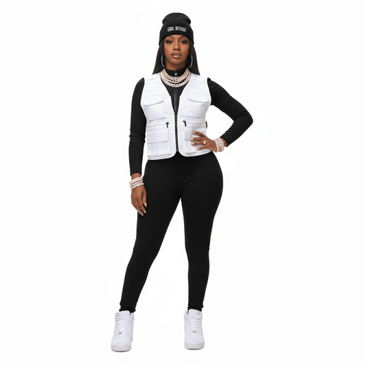 Playful Heart Ribbed Jumpsuit Black
