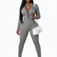 Playful Heart Ribbed Jumpsuit Gray