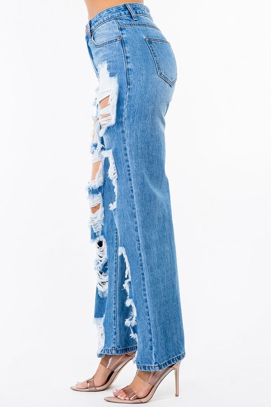 Wild Child High Waist Ripped Denim Jeans