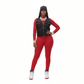 Playful Heart Ribbed Jumpsuit Red