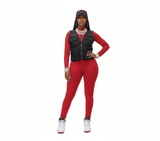 Playful Heart Ribbed Jumpsuit Red