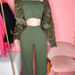 Army Fatigue Camouflage Cropped Jacket