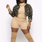 Army Fatigue Camouflage Cropped Jacket