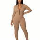 Playful Heart Ribbed Jumpsuit Tan