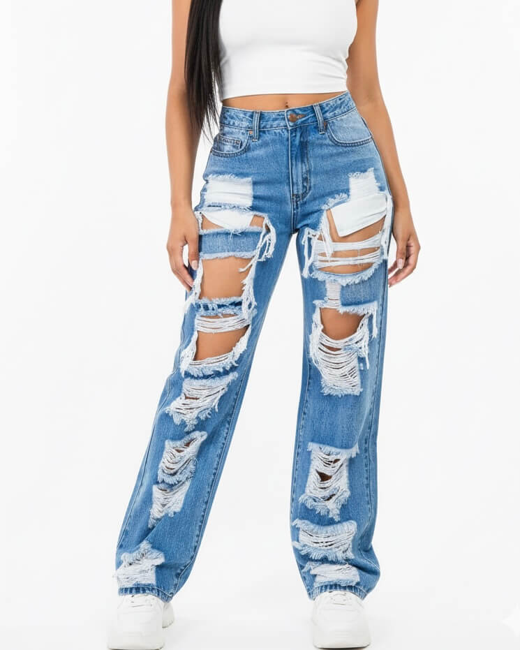 Wild Child High Waist Ripped Denim Jeans