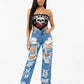 Wild Child High Waist Ripped Denim Jeans