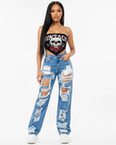 Wild Child High Waist Ripped Denim Jeans