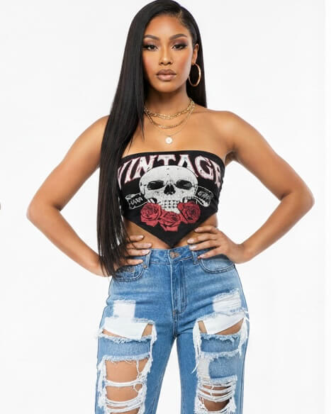 Stay Strong Vintage Skull Corset Top