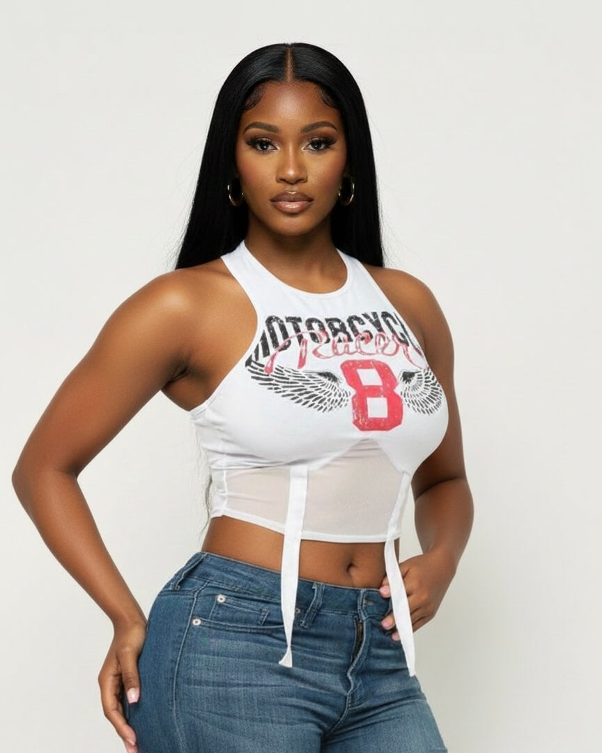 Motorcycle Biker Gang Racerback Graphic Top