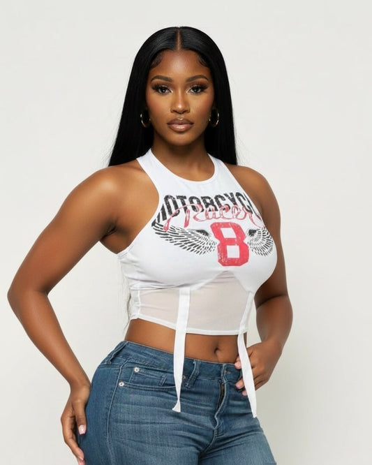 Motorcycle Biker Gang Racerback Graphic Top