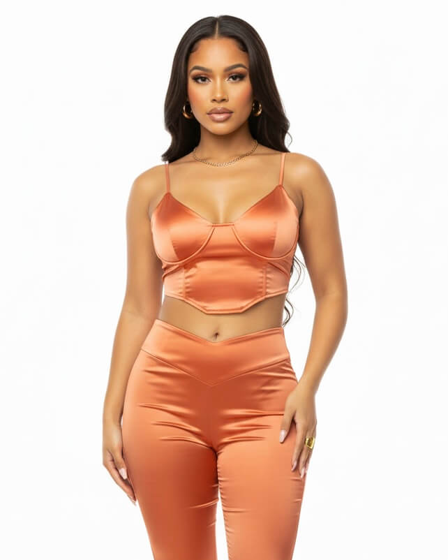 Act Bad Orange 2 Pc Flared Pant Set