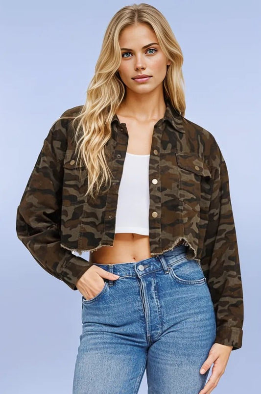 Army Fatigue Camouflage Cropped Jacket - Ikonik Idoll