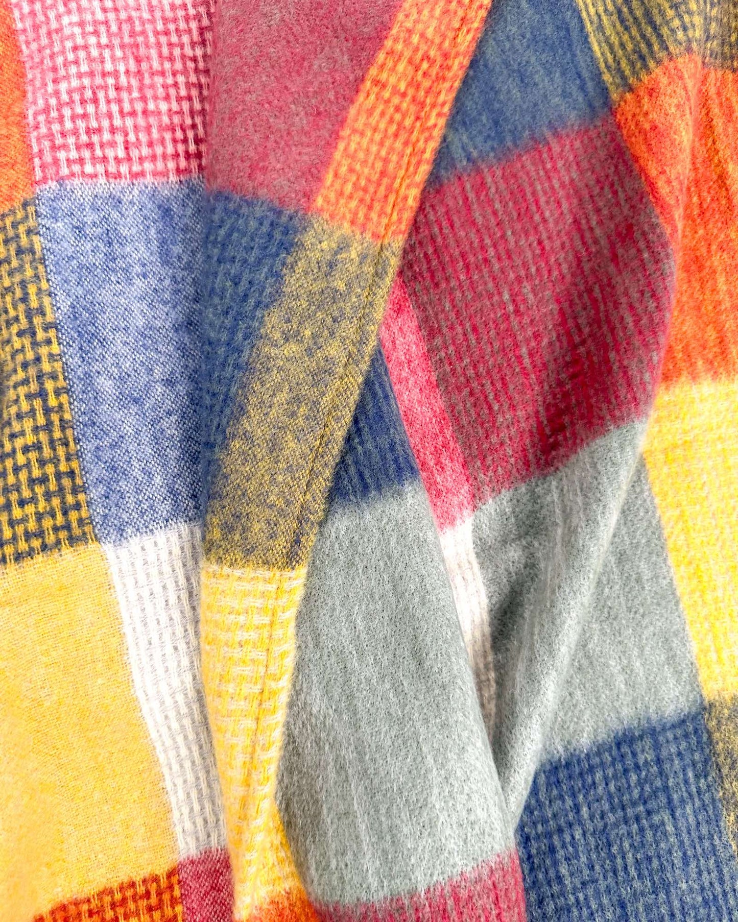 Fringe Frenzy Multicolor Plaid Kimono (Small to 3X) Orange and Burgundy