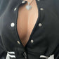 Black Classic Varsity Jacket with White Stripes - Large - Ikonik Idoll