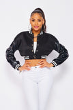 Black Classic Varsity Jacket with White Stripes - Large - Ikonik Idoll