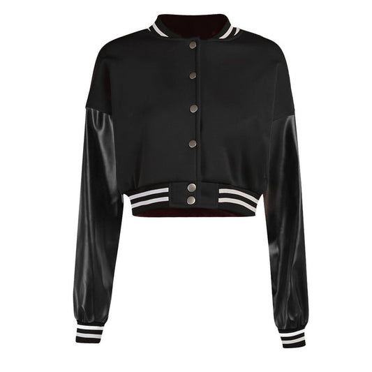 Black Classic Varsity Jacket with White Stripes - Large - Ikonik Idoll