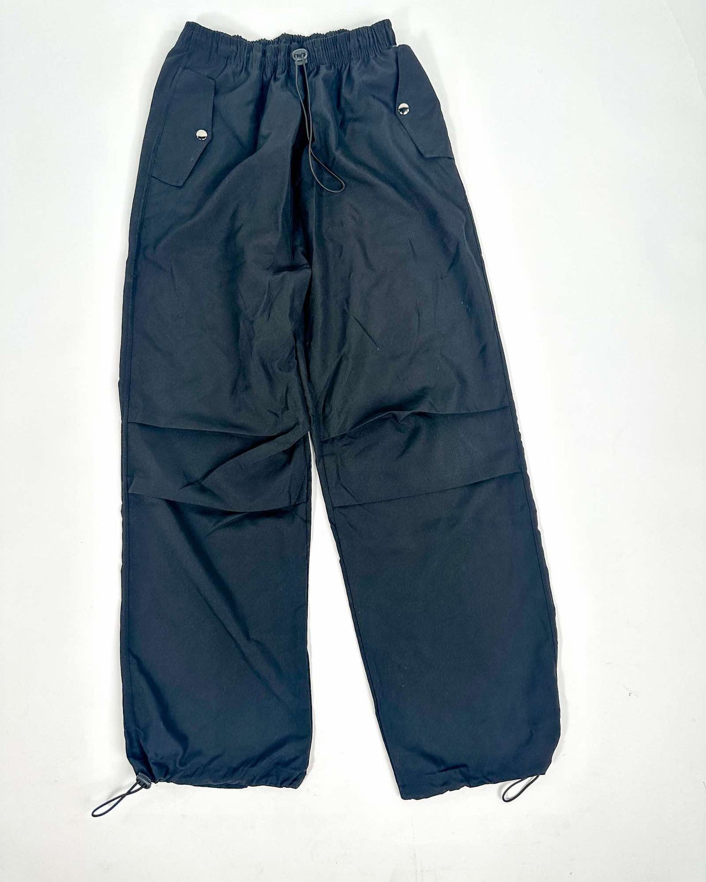 Black Quickdry Parachute Cargo Pants