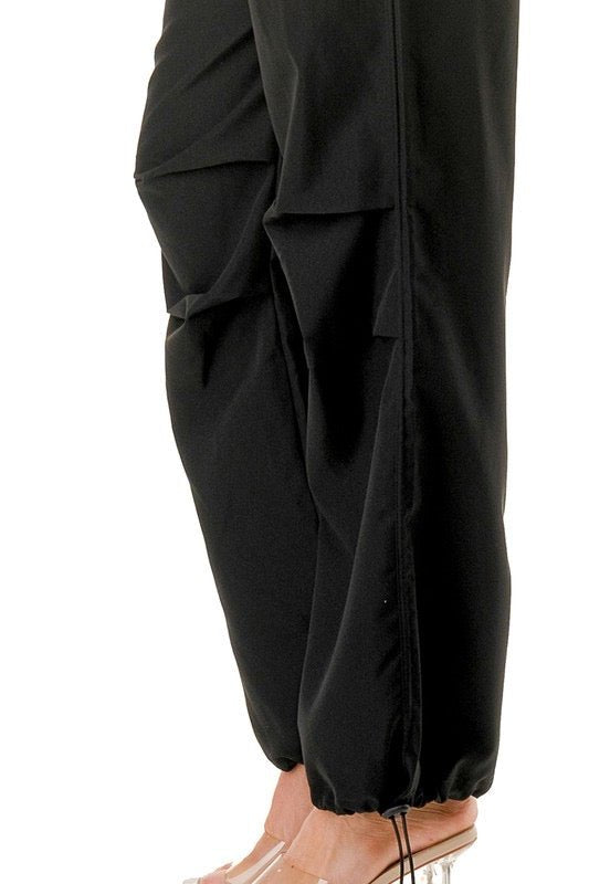 Black Quickdry Parachute Cargo Pants - Ikonik Idoll