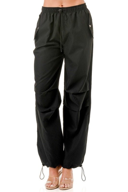 Black Quickdry Parachute Cargo Pants - Ikonik Idoll