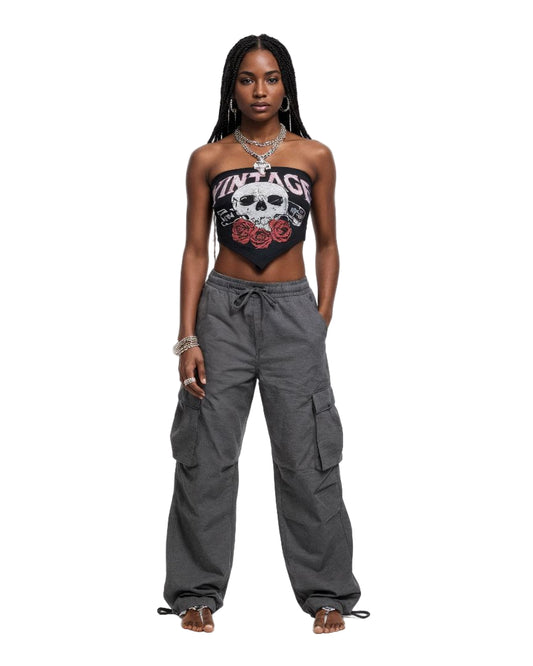 Stay Strong Vintage Skull Corset Top