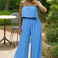 Body of a Goddess Pleated Strapless Jumpsuit - Green and Blue - Ikonik Idoll