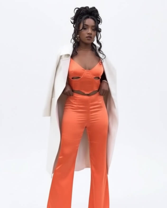 Act Bad Orange 2 Pc Flared Pant Set