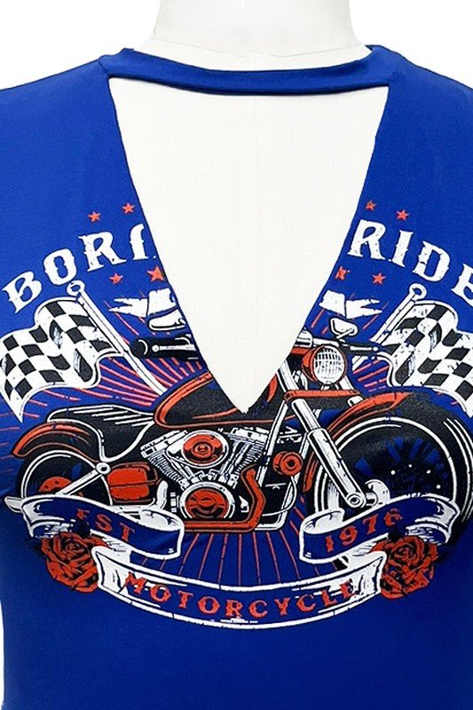Born to Ride Plus Size Graphic Top - Ikonik Idoll