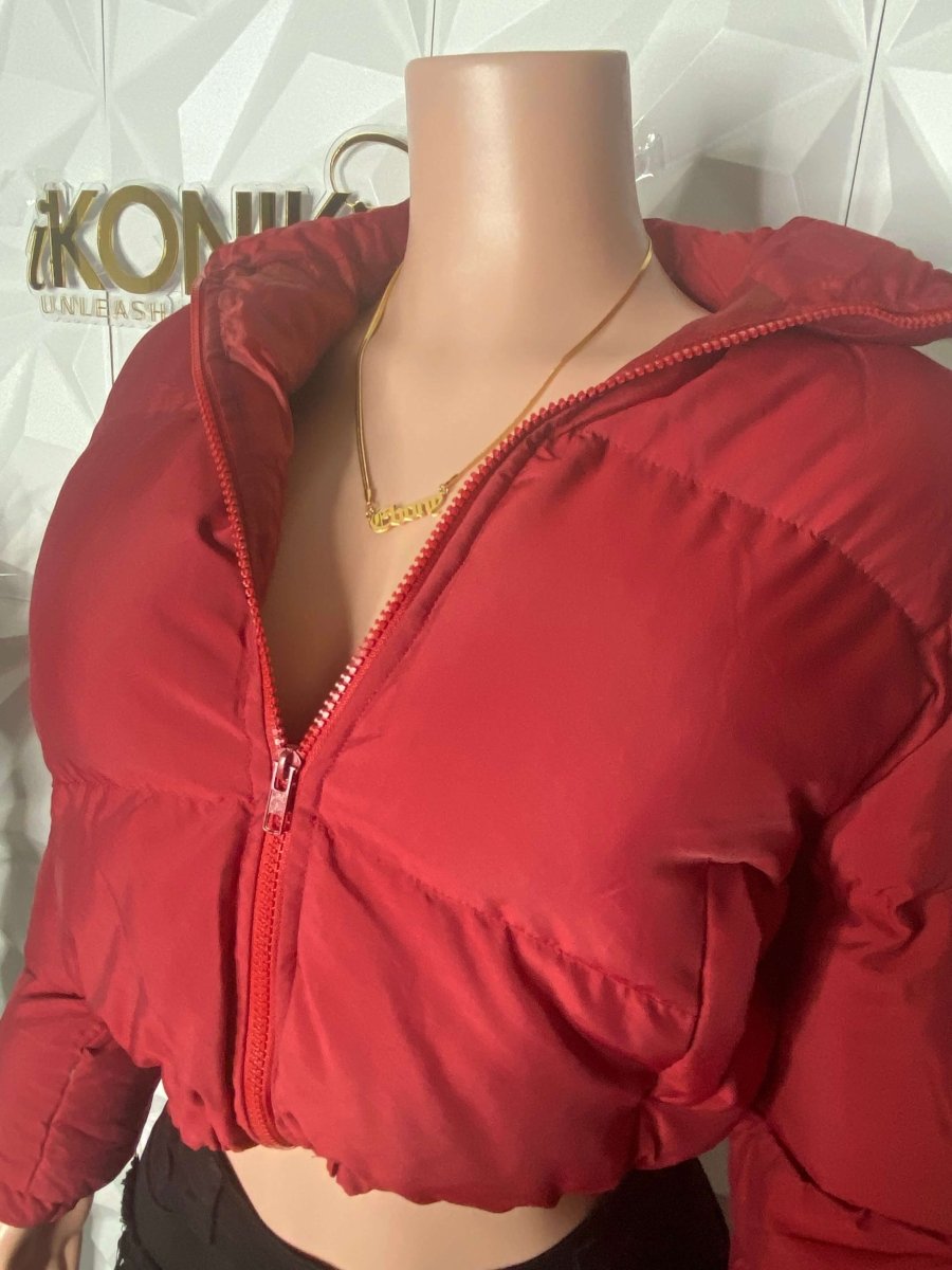 Burgundy Bliss Puffer Coat - Ikonik Idoll