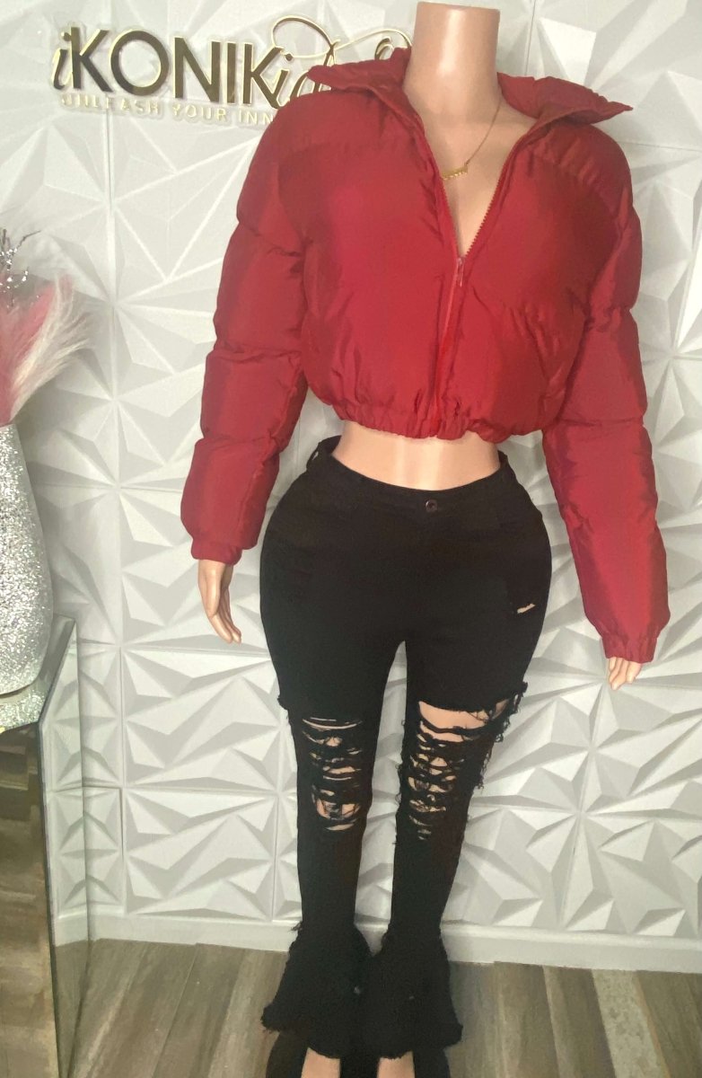 Burgundy Bliss Puffer Coat - Ikonik Idoll