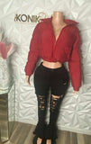 Burgundy Bliss Puffer Coat - Ikonik Idoll