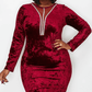 Burgundy Velvet Midi Dress Plus