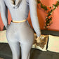 Busy & Paid Girl 2 pc pant textured set, Gray and Beige - Ikonik Idoll