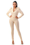 Busy & Paid Girl 2 pc pant textured set, Gray and Beige - Ikonik Idoll