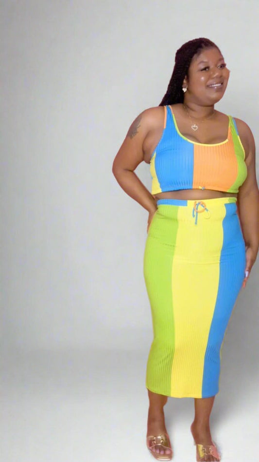 Camellia Color Block Skirt Set - Ikonik Idoll