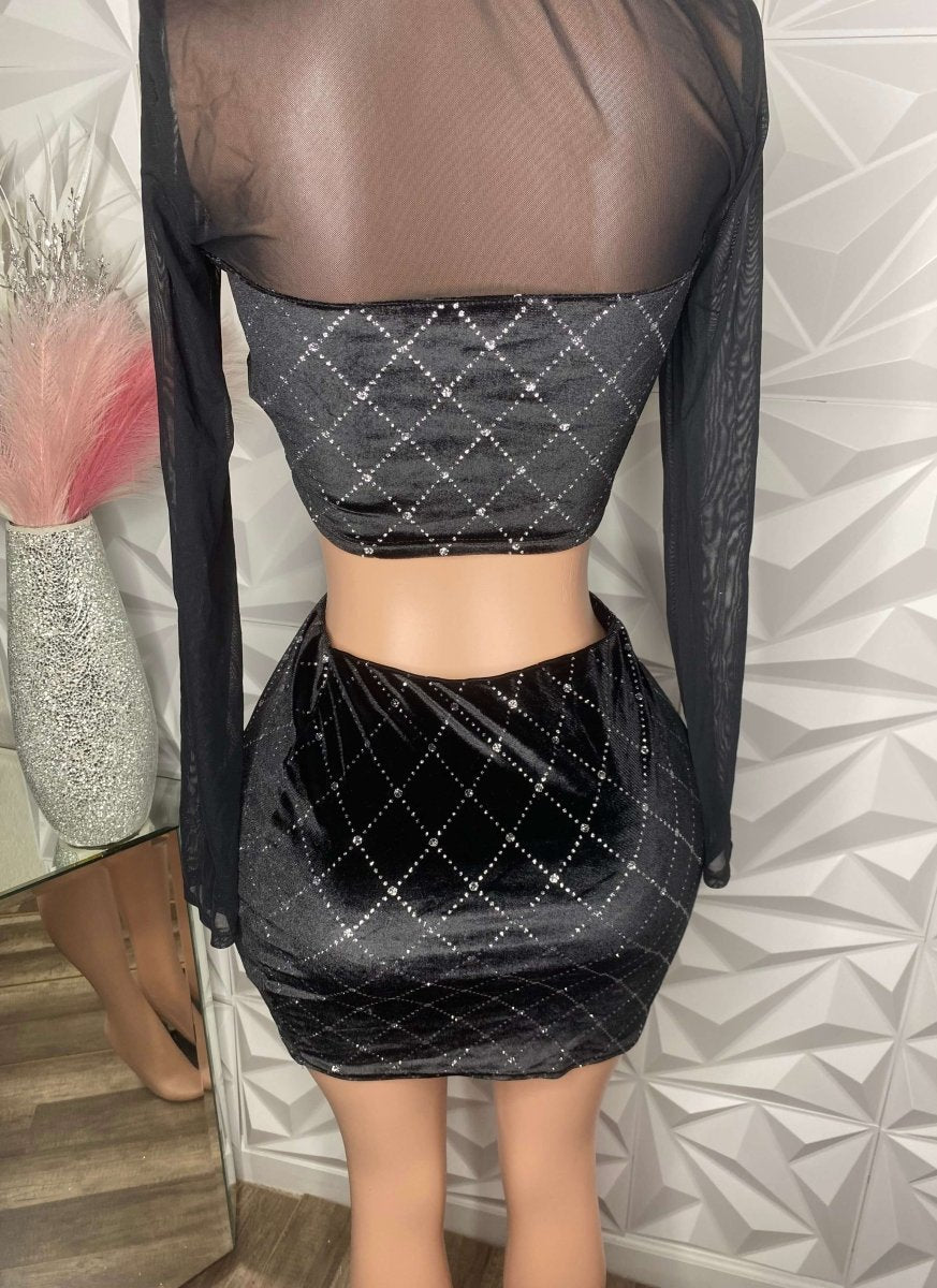Cater To You Velvet Skirt Set LARGE - Ikonik Idoll