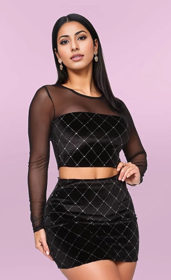 Cater To You Velvet Skirt Set LARGE - Ikonik Idoll
