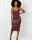 Melanin Goddess Burgundy Leather Dress