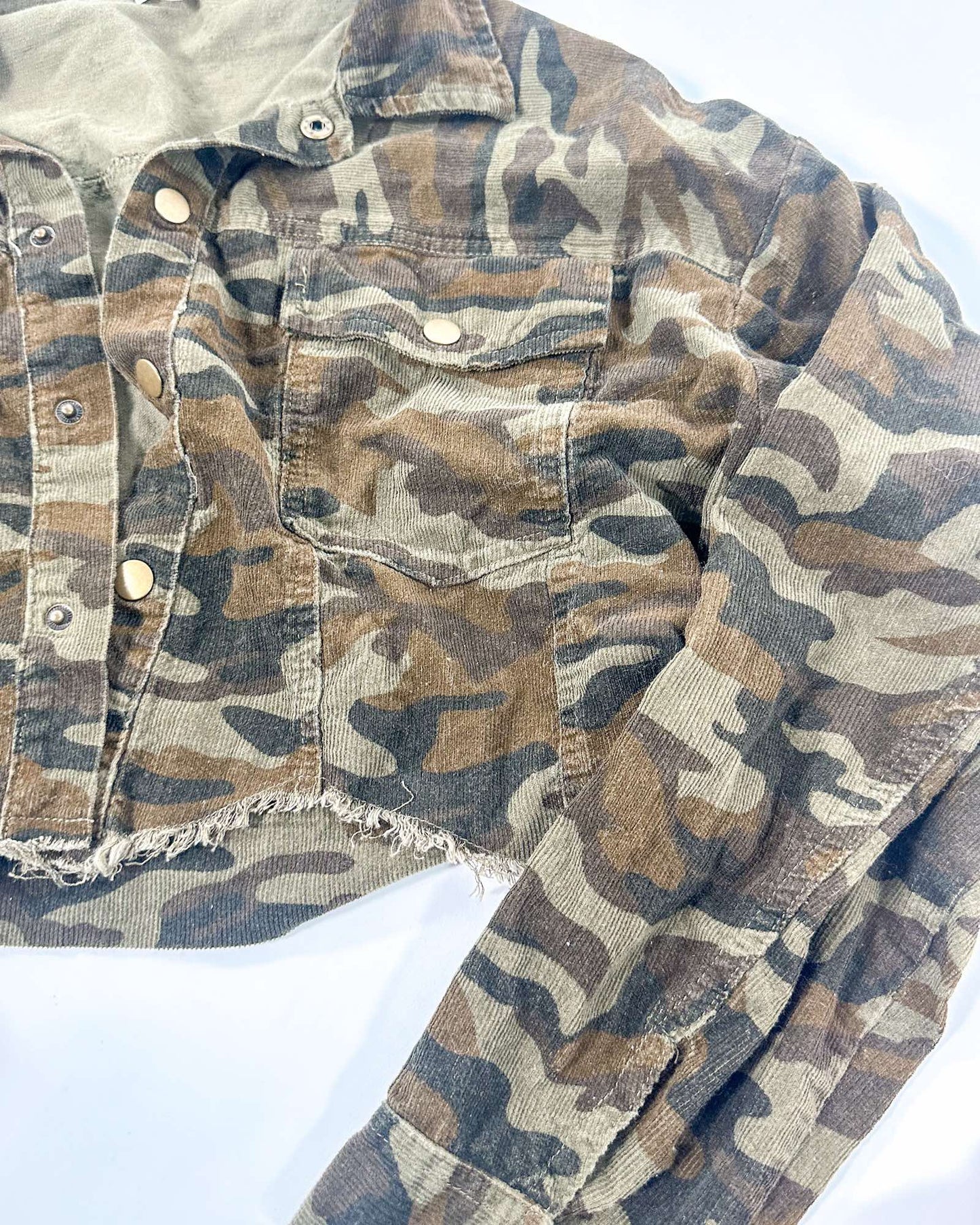Army Fatigue Camouflage Cropped Jacket
