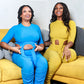 It’s Giving 2 pc ruched tie up pant set - Blue, Yellow