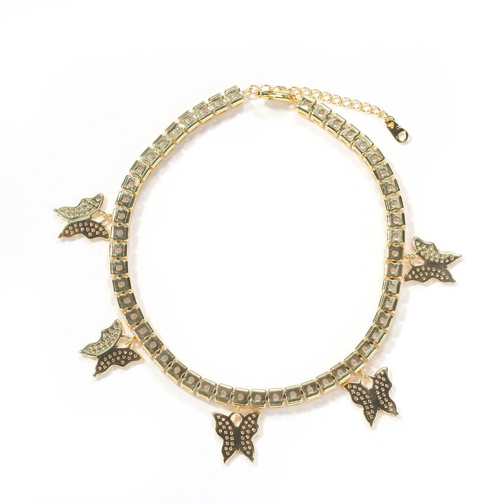 Dainty Diamonds Butterfly Gold and Silver Anklets - Ikonik Idoll