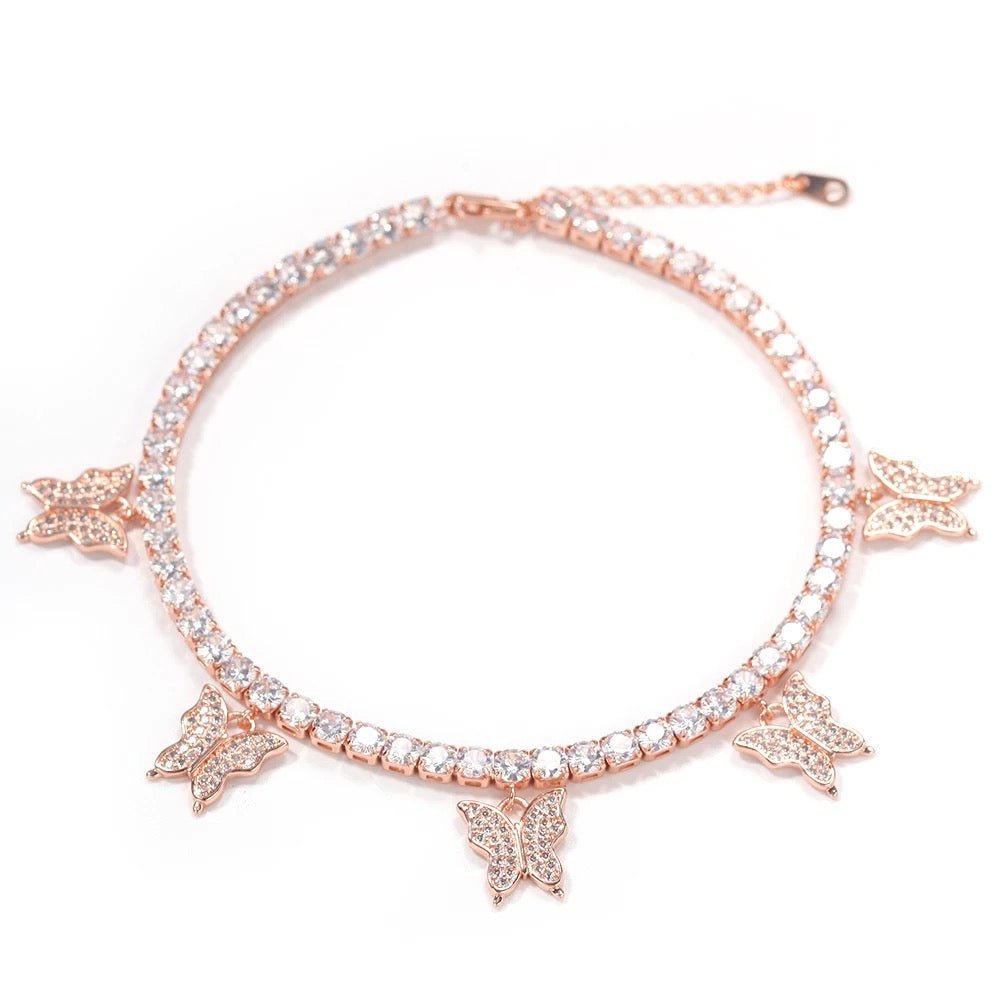 Dainty Diamonds Butterfly Gold and Silver Anklets - Ikonik Idoll