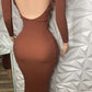 Eat Me Up Chocolate Brown Deep Backless Dress - Medium - Ikonik Idoll