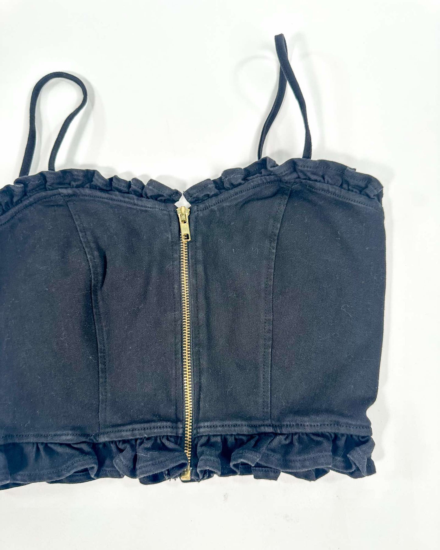 It Girl Black Denim Crop Top